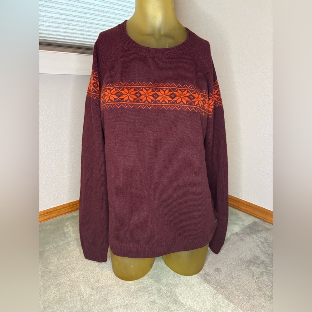 Men’s Columbia Burgundy Sweater with Orange Pattern size xl